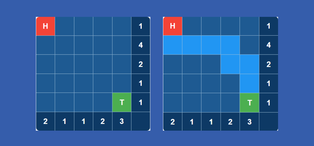 Example of Snake grid before and after
